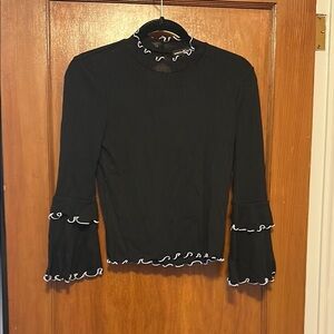 Elegant Black Ruffle Trim Top